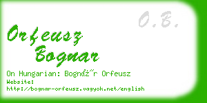 orfeusz bognar business card